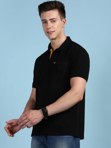 Image of Lux Cozi Men's Half Sleeve Soild Casual Regular Fit T-Shirt with Chest Pocket | Polo Tshirt for Men