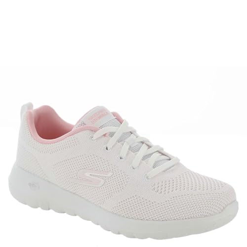 Skechers Women's Go Walk Joy Violet Sneaker, White/Pink, 8.5