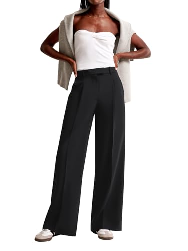 Image of NIMIN Women Wide Leg Pants High Waisted Dressy Work Trousers Business Casual Palazzo Pants with Pockets
