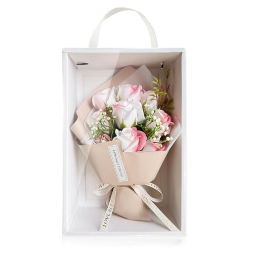 HANASPEAK ソープフラワー 花 母の日 卒業式 敬老の日 バレンタインデー お花 誕生日 フラワーギフト 手揚げ式 多彩バラ（Pink）