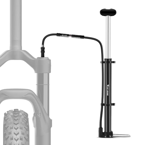Mini pompe d'amortisseur 140 PSI - Pompe à fourche à suspension et vélo pour VTT, Fully et vélo de route - Compatible avec Schrader & Presta - Pompe à...