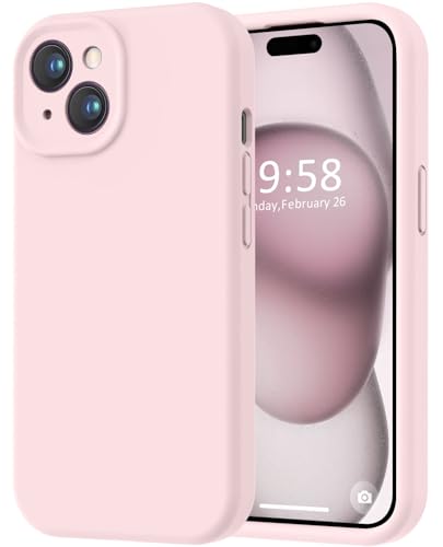 Image of LOVE 3000 Compatible with iPhone 15 Case, [Smooth Silicone Full Coverage Camera] [8ft Drop Protection], Soft Microfiber Lining Full Body Protective Case for iPhone 15 6.1 inch - Chalk Pink