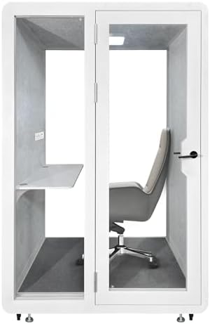 Soundproof Office Pod Booth, Quiet Meeting Pod with Acoustic Panels, Portable Modular Pod, Privacy Booth for Private Phone Calling, One to Two Person Workspace with Sound Isolation W55in D48in H92in