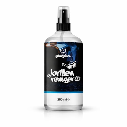 GrizzlyClean effektiver Brillen Reiniger - Brillengläser Reiniger für streifenfreien Glanz - Intensives Brillen Reinigungs Spray - Reinigungsspray für Lese-, Sport- und Sonnenbrillen (250ml)