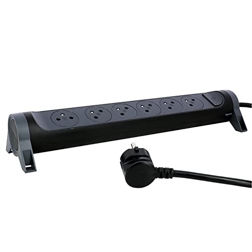 Legrand - Prolunga Multipla Girevole Con 6 Prese Di Corrente Superficie E Interruttore Con Cavo Da 3M - Nero E Grigio Scuro - 2