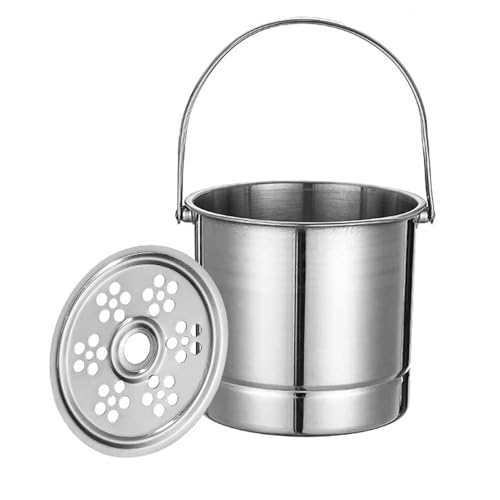 Respicefinem Secchiello per il ghiaccio professionale in acciaio inossidabile con piastra filtrante Portaghiaccio in metallo addensato per cocktail bar Ristoranti Feste Secchiello (Argento)