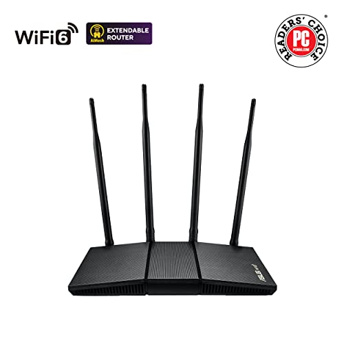 Image of ASUS RT-AX1800HP Dual Band WiFi 6 Extendable Router, Subscription-Free Network Security, Built-in VPN, Parental Control, Built-in VPN, AiMesh Compatible, Gaming & Streaming, Smart Home