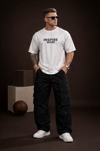 Image of Wear lusso 10 Pocket Cargo Pants for Men | Cotton Twill Fabric | Regular Fit Utility Cargo Trousers | Casual Streetwear Bottomwear