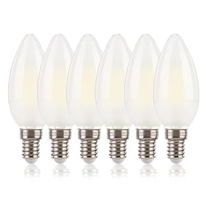 FLSNT E14 LED Light Bulb 60W Equivalent 4000K Cool White, 5.5W C35 Small Screw Light Bulb, B11 SES E14 Bulb 750LM, Non-Dimmable, Pack of 6