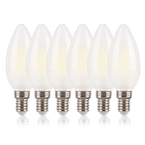 FLSNT E14 LED Light Bulb 60W Equivalent 4000K Cool White, 5.5W C35 Small Screw Light Bulb, B11 SES E14 Bulb 750LM, Non-Dimmable, Pack of 6