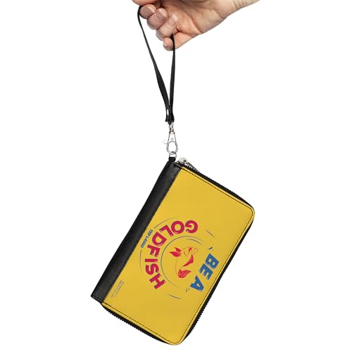 Buckle-Down PU Zip Around Wallet Rectangle Ted Lasso Be a Goldfish Quote Yellow Blue Red2