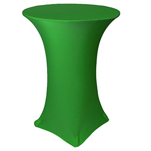 YOUR CHAIR COVERS - 30" D x 42" H Highboy Cocktail Round Stretch Spandex Table Cover - Emerald Green, Fitted Elastic Tablecloth for Round Tables, Outdoor Party DJ Tradeshow Banquet Vendor Wedding