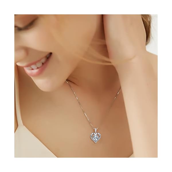 Heart Pendant Necklace Gifts for Wife, Engraved 'I LOVE YOU' Gift for Wife, 1-3 Carat Moissanite Necklace, Anniversary Eternity Jewelry Present for Wife, Birthday Gifts for Women - Image 3