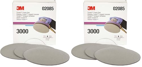 3M Trizact Hookit Foam Disc, 02085, 6 in, P3000, 15 Discs per Carton,Blue751 (Pack of 2)