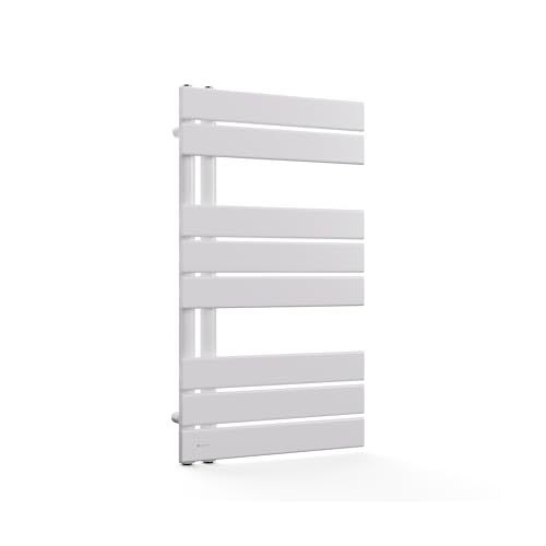 blumfeldt Radiador Toallero - 320W Montaje en Pared, Diseño Moderno de Acero, Conexión Lateral, Toallero Eléctrico para Baño, Salón & Oficina, 45x80 cm, Blanco