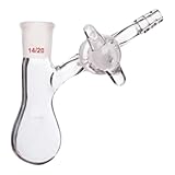 QiMan Schlenk Reaction Flask Glass Kjeldahl-Style Reaction Storage with Glass Stopcock & 14/20 Joint...