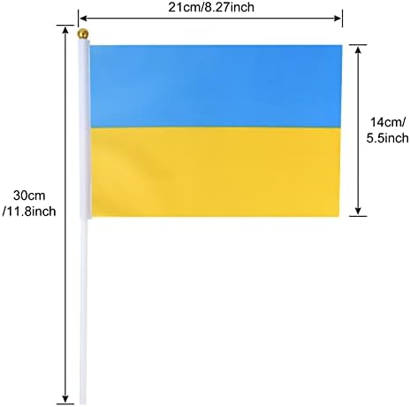 ELECLAND 10Pcs Ukraine Hand Waving Flag 14*21CM Ukraine Flag Ukrainian National Flags Ukraine Mini Pocket Flag