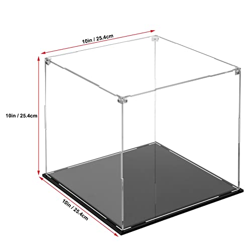 Image of Cliselda Clear Acrylic Display Case with Black Base 10x10x10 inch, Sturdy Acrylic Display Box Countertop Box, Assemble Dustproof Protection Showcase for Action Figures Toys Collectibles