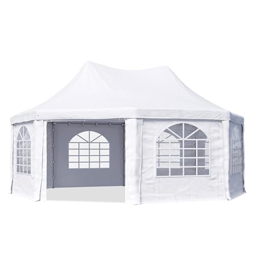 TOOLPORT Pagodenzelt Pavillon 6x6 m schnell & einfach zu montieren mit Fenstern - robuste PVC-Plane 700 weiß TOOLPORT Pagodenzelt Pavillon 6x6 m schnell & einfach zu montieren mit Fenstern - robuste PVC-Plane 700 weiß