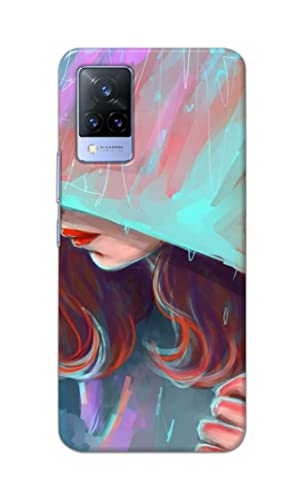 Image of PRINTFIDAA Pretty Woman Under The Umbrella Painting Printed Designer Hard Case for Vivo V21 (5G) Back Cover -(e) RPM1007