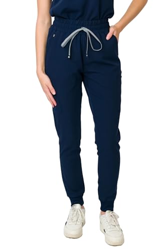 Medgear Madison Women's Mid-Rise Slim Jogger Scrubs Pant (US, Alpha, XX-Large, Regular, Regular, Indigo Blue)