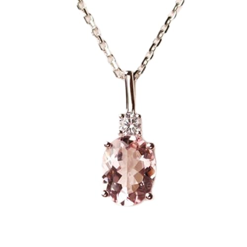 Collier morganite rose cadeau d'anniversaire idéal avec chaîne 45 cm