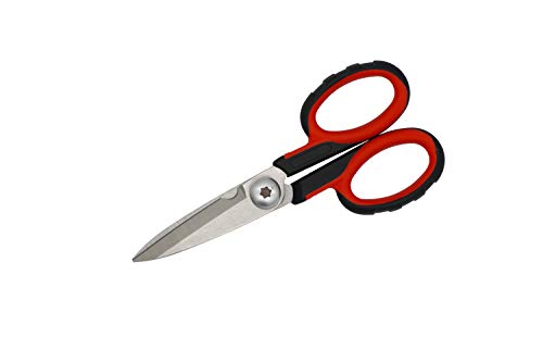 All Purpose Electrician Scissors 6-1/8 Inch Cut Strip Electrical Wire With Wire Cutting Notch, Serrated Blade, Stainless Steel #TOP19
