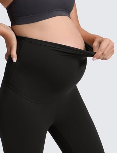 Crz Yoga Women's Butterluxe Maternity Leggings 28" - Workout Pregnancy Activewear Belly Buttery Soft Support Yoga Pants Black 10 - 4