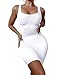 YFANG Women's Casual Tank Top Bodycon Dress Basic Sleeveless Club Mini Dress White Medium