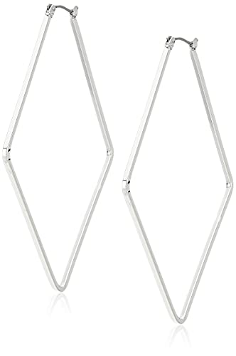 Nine West Women's Square Clicktop Hoop Earrings Silver Tone