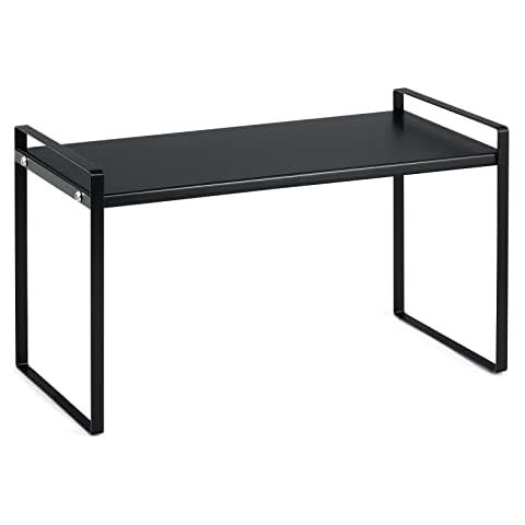 ideaglass Countertop Organizer, Cupboard Stand Spice Rack, 16" Cabinet Pantry Shelf, Organization and Storage for Kitchen Bathroom, Metal Plate Black Cover