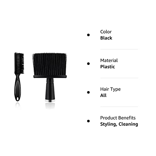 2 Pieces Barber Brush Set, With Barber Blade Cleaning Brush Neck Duster Brush, Clipper Cleaning Brush Styling Brush Tool For Barbershop And Home Use - Black #TOP6