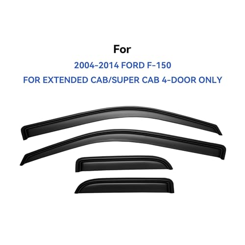 Window Visors Rain Guards for 2004-2014 Ford F150 SuperCab, Out-Channel Window Vent Wind Deflectors Visors Shades for 04-14 F-150 Extended Cab