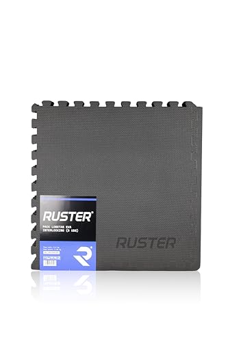 Equipamiento para gimnasio 6 RUSTER Interlocking EVA Gym Flooring – Pack of 6 Bi-Colour Tiles ...