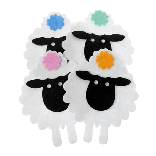 Cabilock 4pcs Easter Tableware Holders Cute Sheep Cloth Cutlery Sleeves for Festive Dining for Family Gatherings and Outdoor Picnics Adorable Table Decor for Easter Celebrations