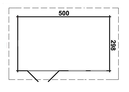 Alpholz Gartenhaus Kyara aus Massiv-Holz, Blockbohlenhaus mit 44 mm Wandstärke, Holzhaus mit Imprägnierung (pinie), Gartenlaube Größe: 500 x 298 cm mit Flachdach – Bild 5