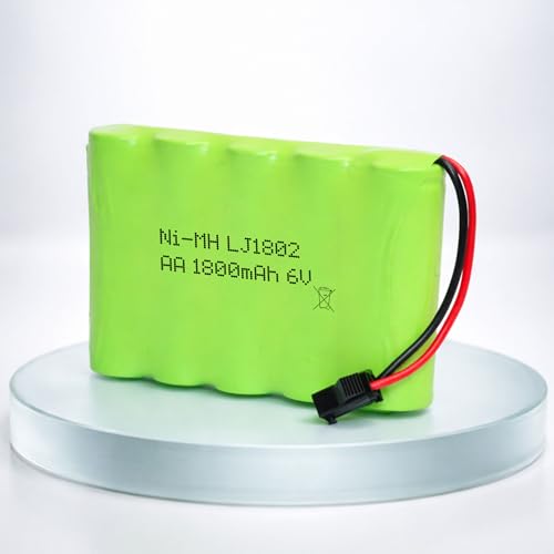 6V 1800-mAh NI-MH AA Akku, wiederaufladbar mit 2-poligem SM-2P-Stecker, Akkupack Batterie für RC Fahrzeug, Auto, Stunt-Car, Truck, Boot, Bagger, Crawler, Buggy, Monstertruck, Modellbau u. Spielzeug