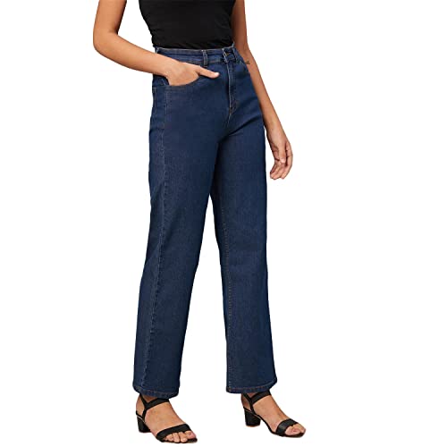 Image of KOTTY Women's High Rise Cotton Lycra Blend Ankle Length Relaxed Fit Jeans