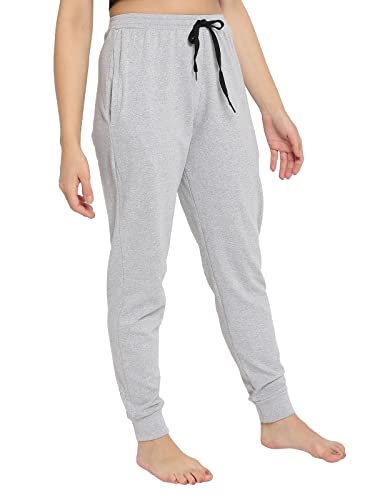 Image of Clovia Women's Chic Basic Cuffed Joggers Pyjama in Grey