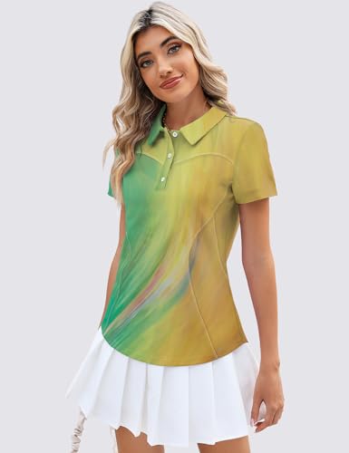 Image of TFSDOD Womens Golf Polo Shirts Collared Short Sleeve T Shirt Lightweight Moisture Wicking Polo Casual 3 Buttons Outfits
