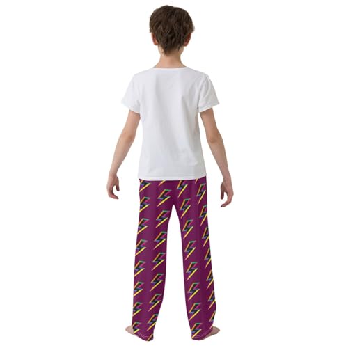 Boys' Pants Lightning Bolt Colorful Long Bottoms Jogger Pants Elastic Waist Trousers with Pockets S-XL3