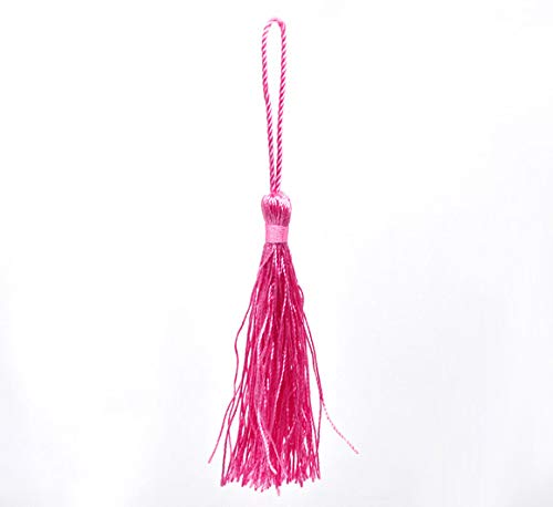 100 x Dark Pink Silky 13.5cm Crafts Making Tassels - Bookmarks, Scrapbooking and Cardmaking — image 1