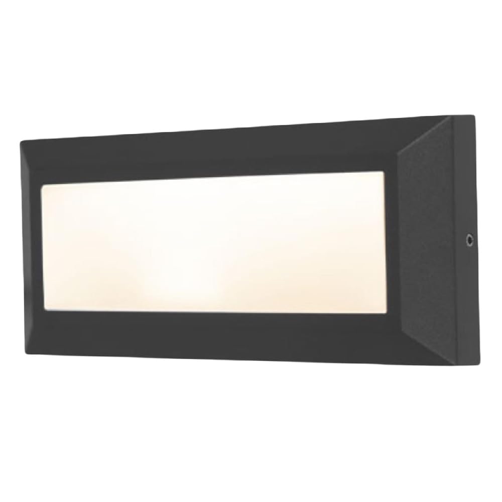 Britalia Plain Diffuser Black Outdoor Led Modern Surfaced Mounted Brick Wall Light | 11W 450 Lumen 3000K Warm White | 230Mm X 101Mm | Ip54 Rated | 240V | Heavy Duty Aluminium |
