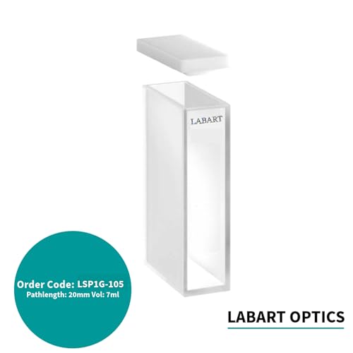 Image of LABART Glass Cuvette (Pathlength: 20mm, Volume: 7 ml with PTFE Cover, Spectrophotometer) Set of 2 Pcs with Transmission Certificate