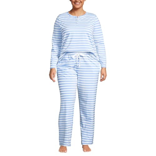 Lands' End Women's Petite Knit 2 Piece Pajama Set - Long Sleeve Top and Pants