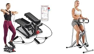 Sunny Health and Fitness Total Body Smart 2-in-1 Stepper Machine, Total Body Workout,...