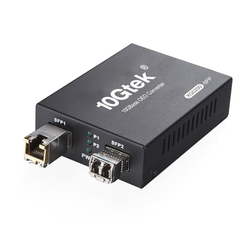 Image of 10GbE SFP+ Media Converter, Fiber to 10G Copper UTP Ethernet Media Converter, with a 10GBase-T Reach 30 Meters Transceiver and a SFP+ LR Module (10km, SMF, 1310nm)