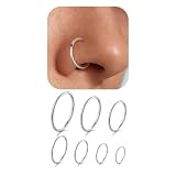 Glamoreal Juego de aros para nariz y pendientes de aro de titanio – 7 tamaños, 18G, para mujer y hombre, también apto para piel sensible. Adecuado para septum, cartílago y hélix (6–12 mm)