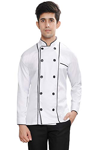 FAB UNIFORMS Chef Coat White with Contrast Black Piping (40)