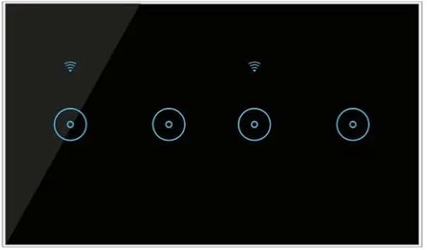 WiFi Ewelink Smart Light Touch Switch EU 4/5/6 Gang WiFi Wall Switch Voice Control Compatible with Alexa Gogle Home-Black 4 Gang
